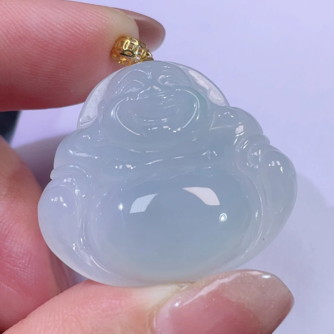 翡翠18K金镶嵌颈饰佛公