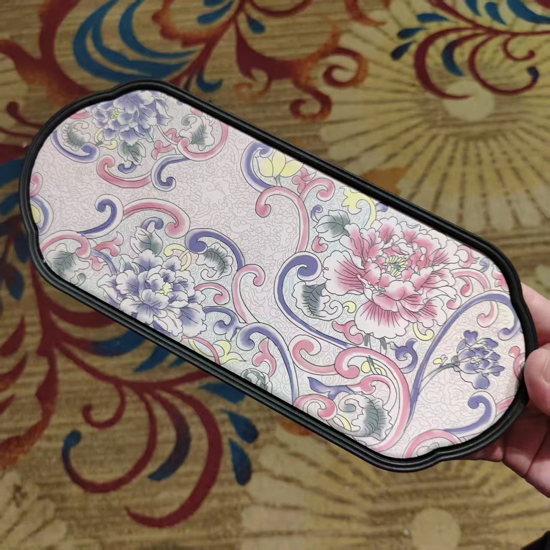 友名  掐丝牡丹吸水干泡盘茶盘