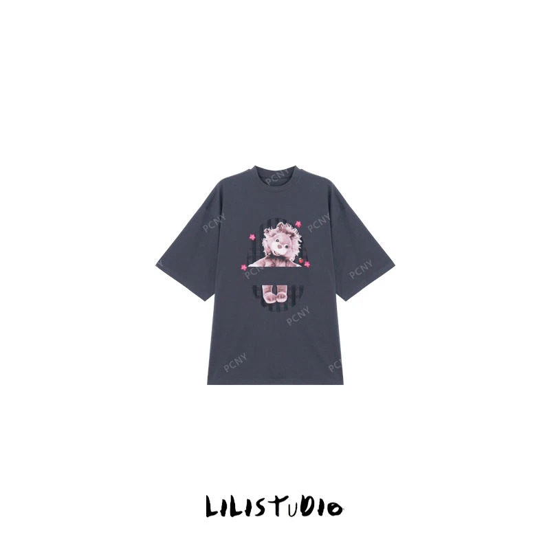 PCNY「心花怒放」不理理夏季新款小众女装设计感卡通玩偶印花短袖女