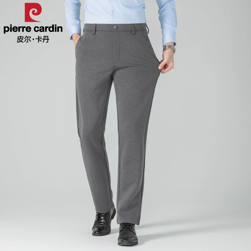 皮尔卡丹针织休闲裤商务西裤男士直筒中年修身舒适时尚绅士亲肤