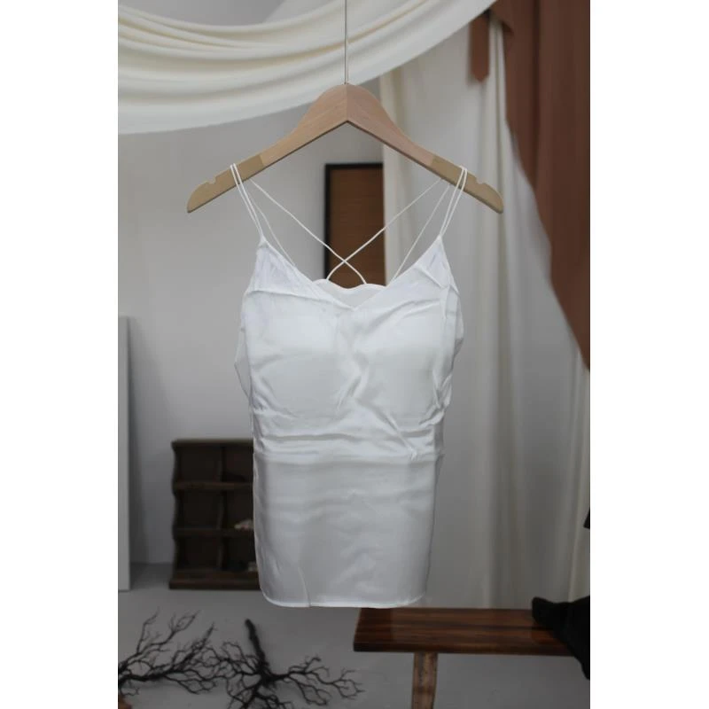 浔象丝绸素绉缎小吊带