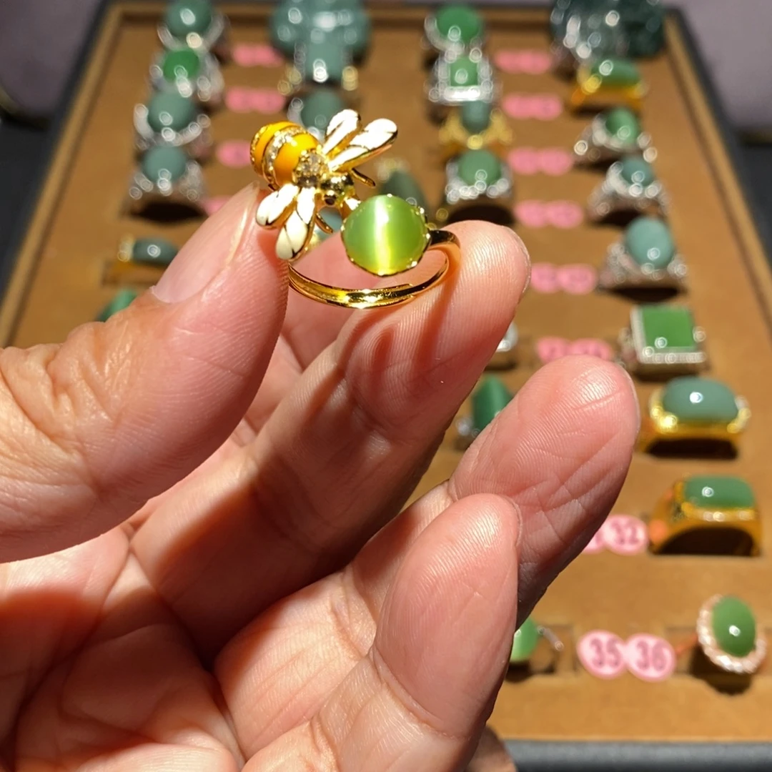 和田玉银S925镶嵌戒指