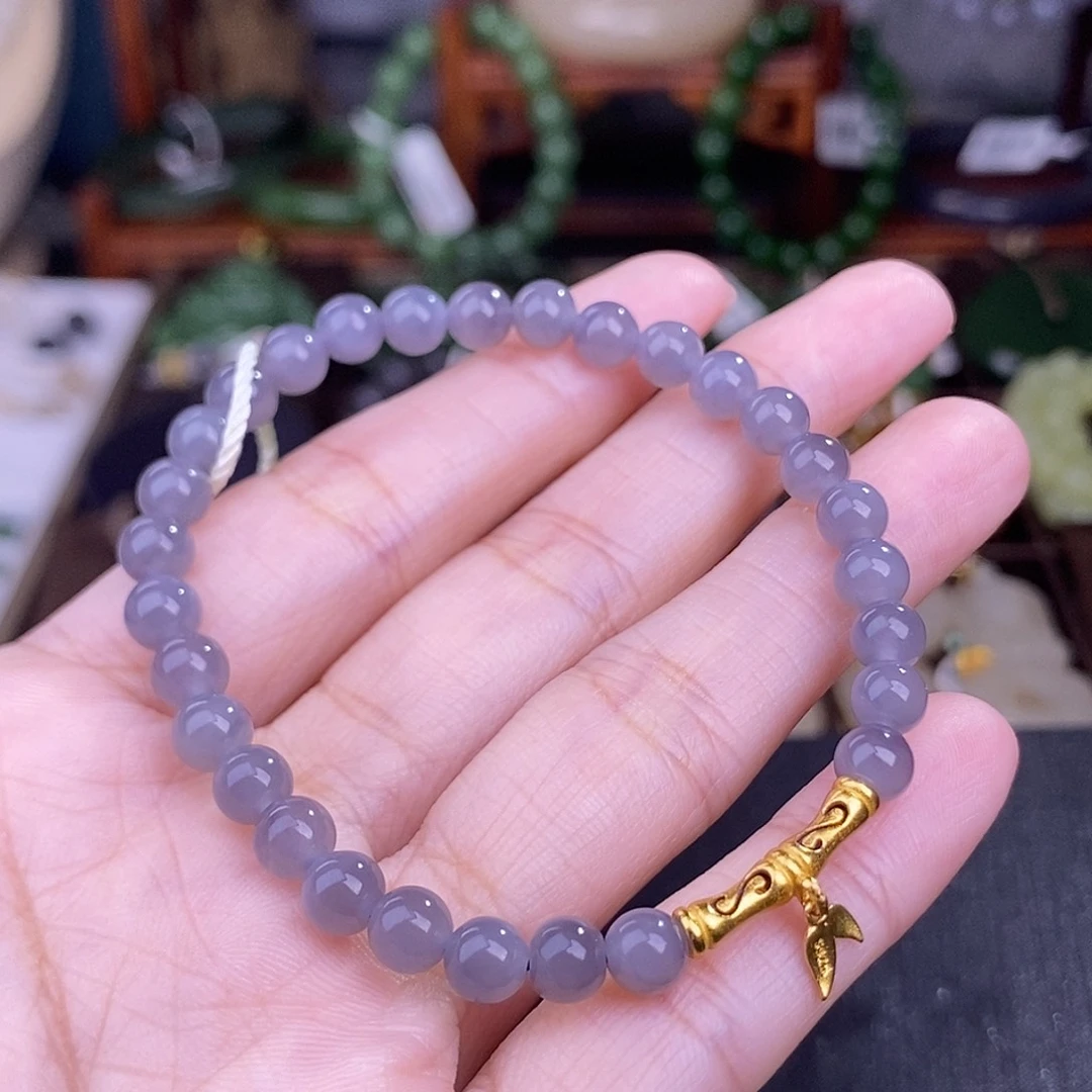 和田玉浓烟紫约5.5MMmm清货价未镶嵌