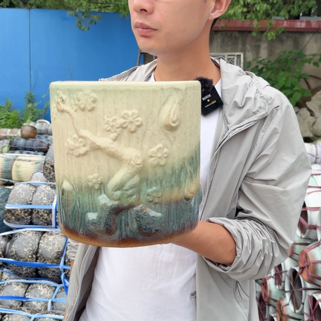 紫砂花盆口20高20（一个树桩绿