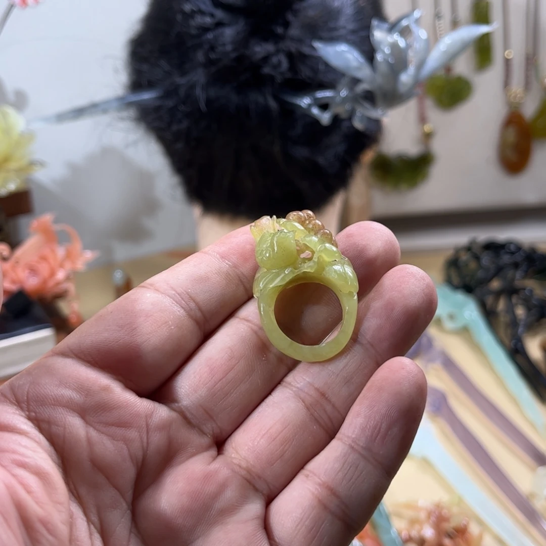 ****满银S925镶嵌萤石发簪