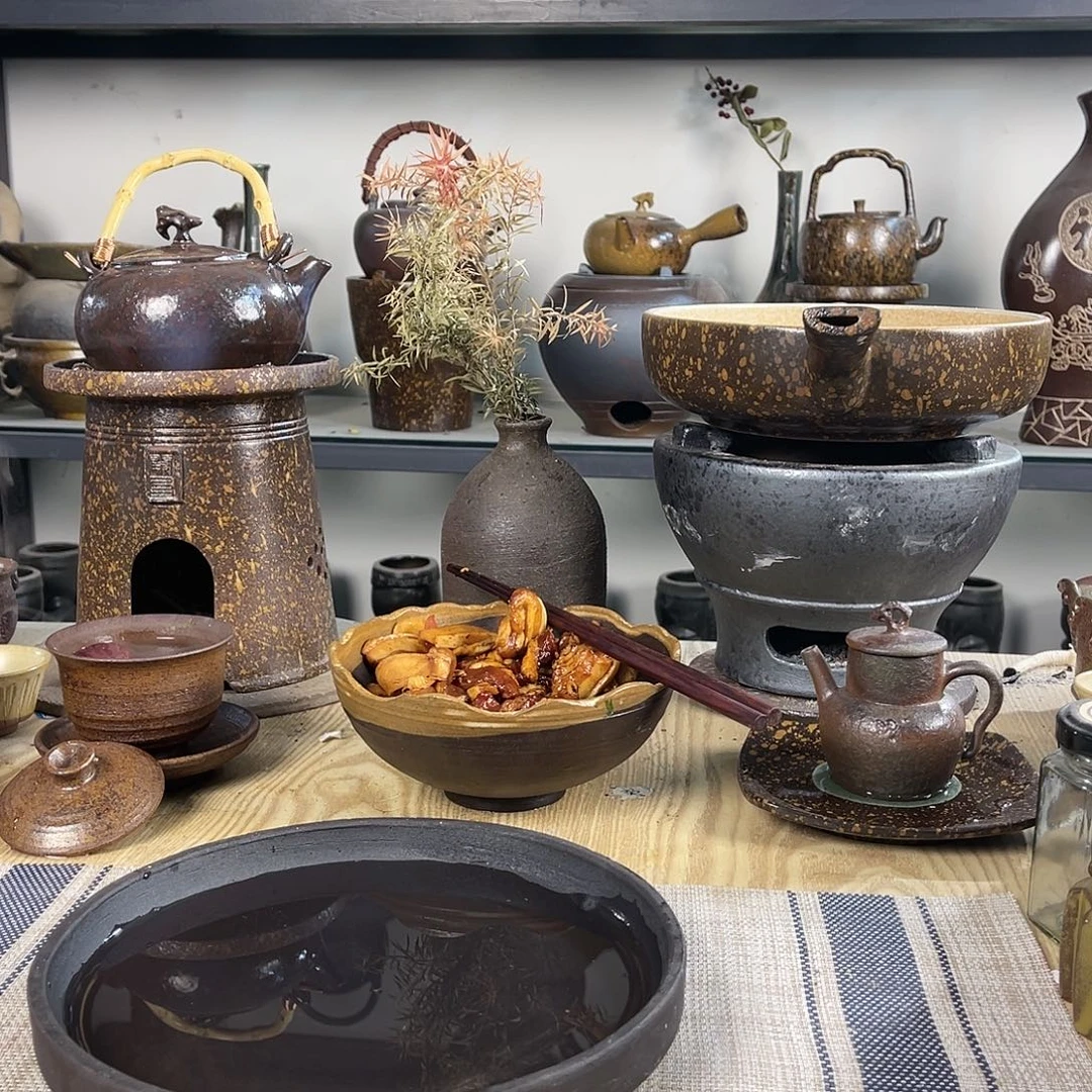 壶紫砂粗陶实用茶盘