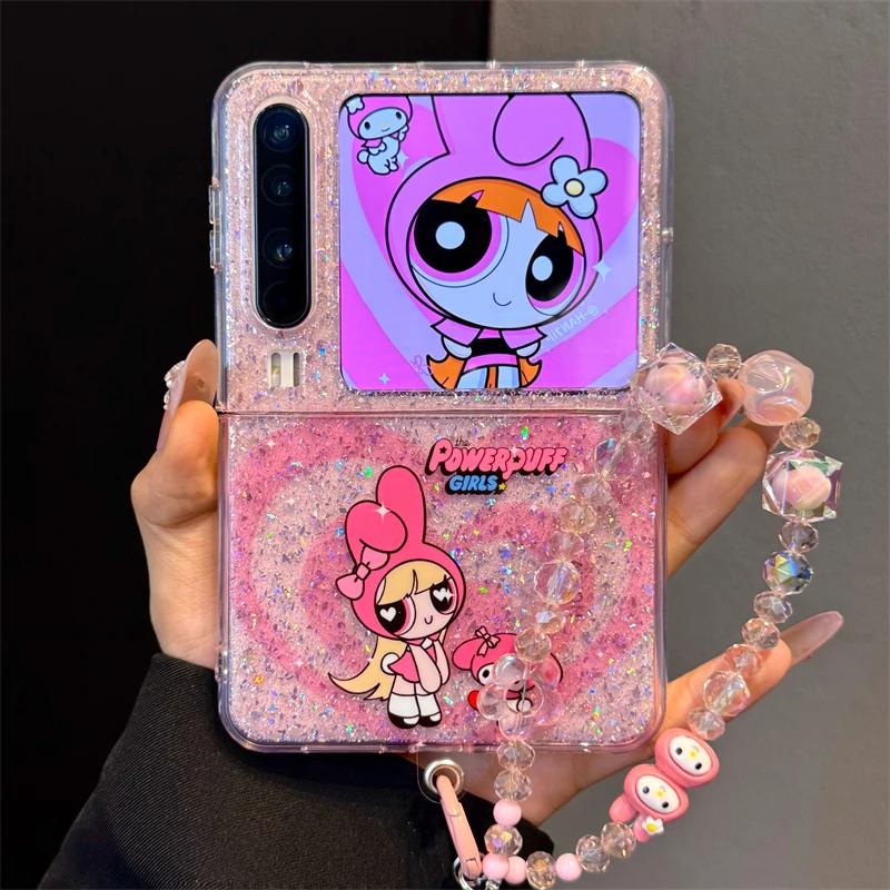 适用华为purax典藏版折叠屏手机壳pocket2闪粉爱心粉美乐蒂小女警