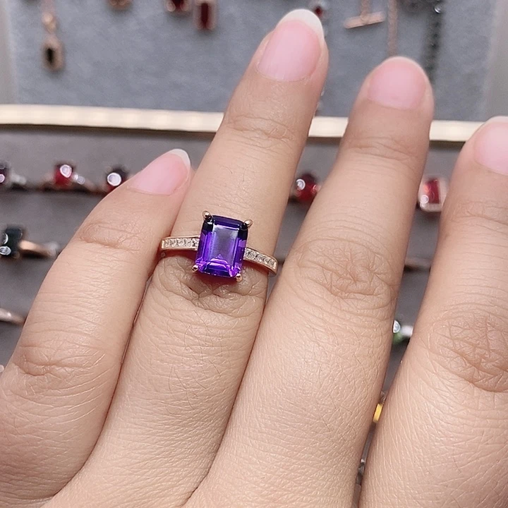 紫晶银S925镶嵌戒指戒指