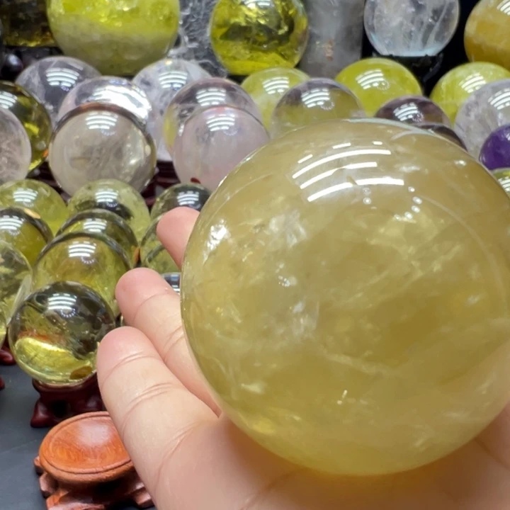 未镶嵌水晶珠宝半成品MM黄水晶球C1438