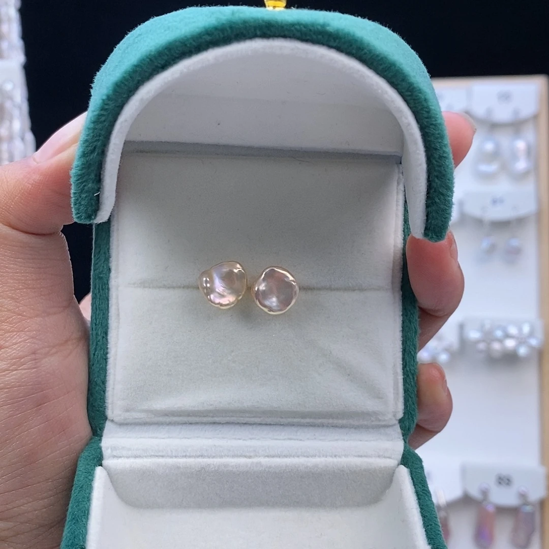 银S925镶嵌耳饰淡水珍珠