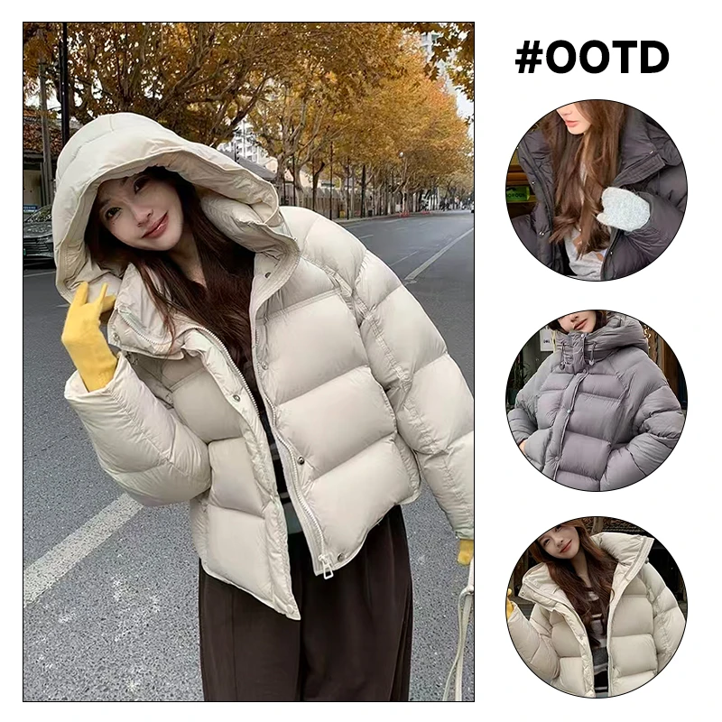 2025爆款女棉服棉袄常规女纯色女士小个子泡芙款连帽