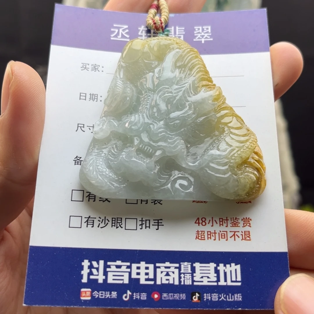 翡翠未镶嵌颈饰龙牌