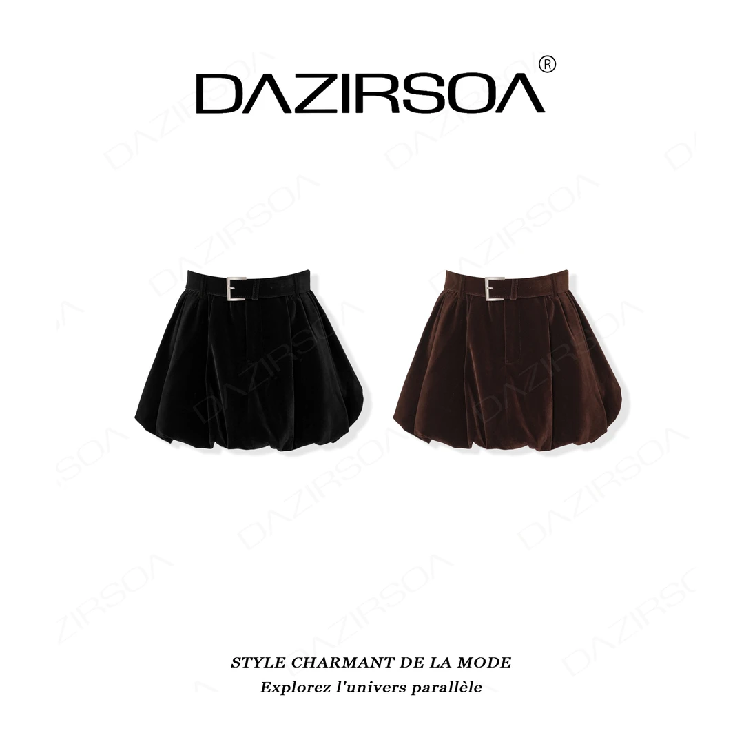 DAZIRSOA/达姿“灵动自然”时尚百搭复古洋气丝绒半身裙 AB651