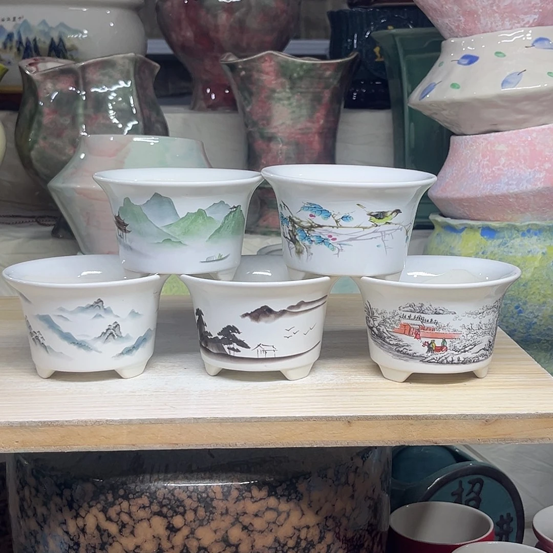 陶瓷绿植多肉微瑕花盆外口径：9.5*6