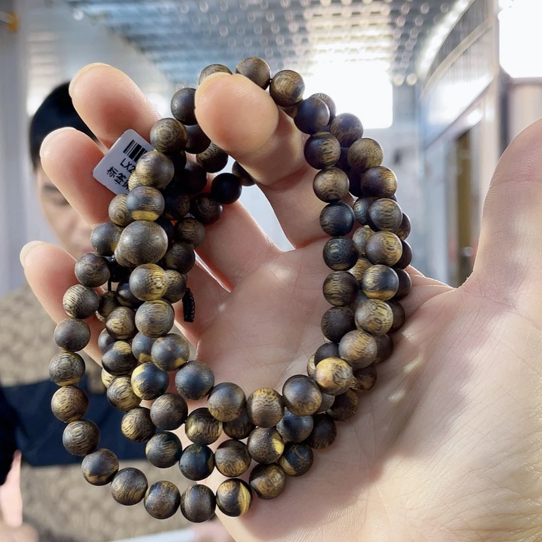 沉香手串棋楠金沙叶圆珠长串0.8/31克多样性发一