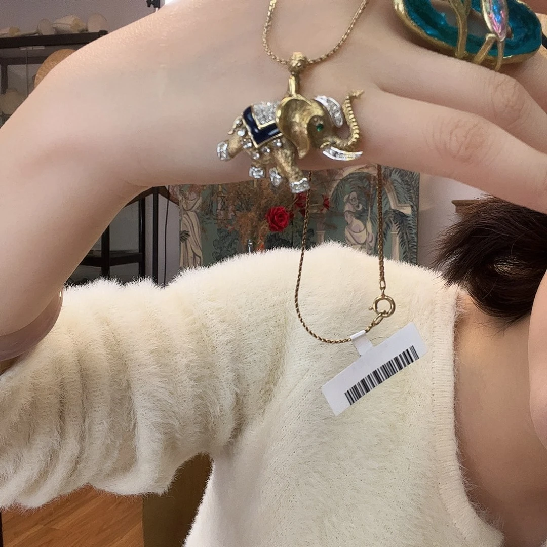 琉璃铜合金合金as大象吊坠项链