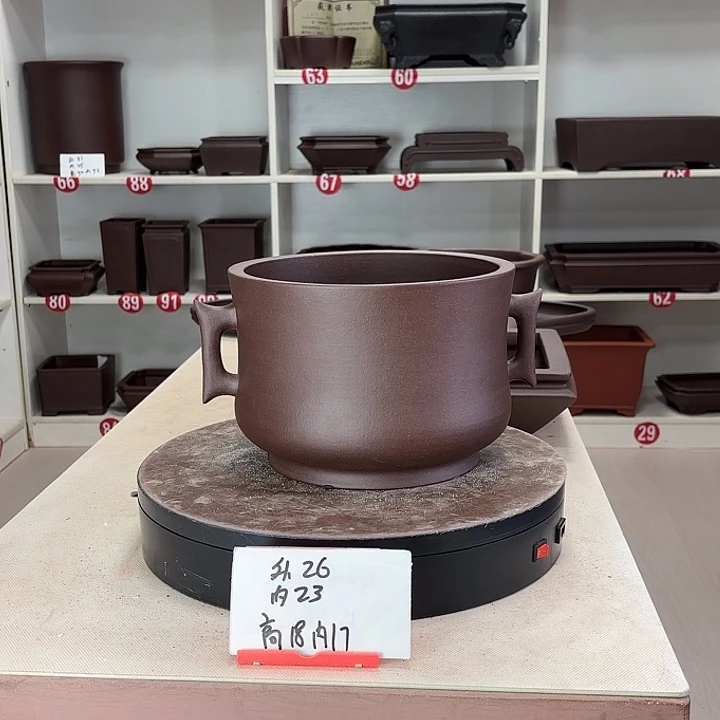 紫砂花盆双耳圆盆