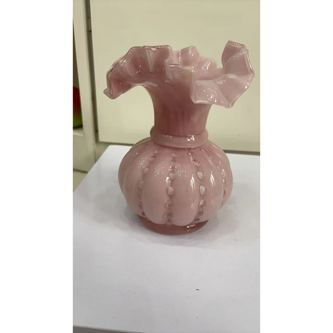 YY189粉色折纸轻奢琉璃花瓶