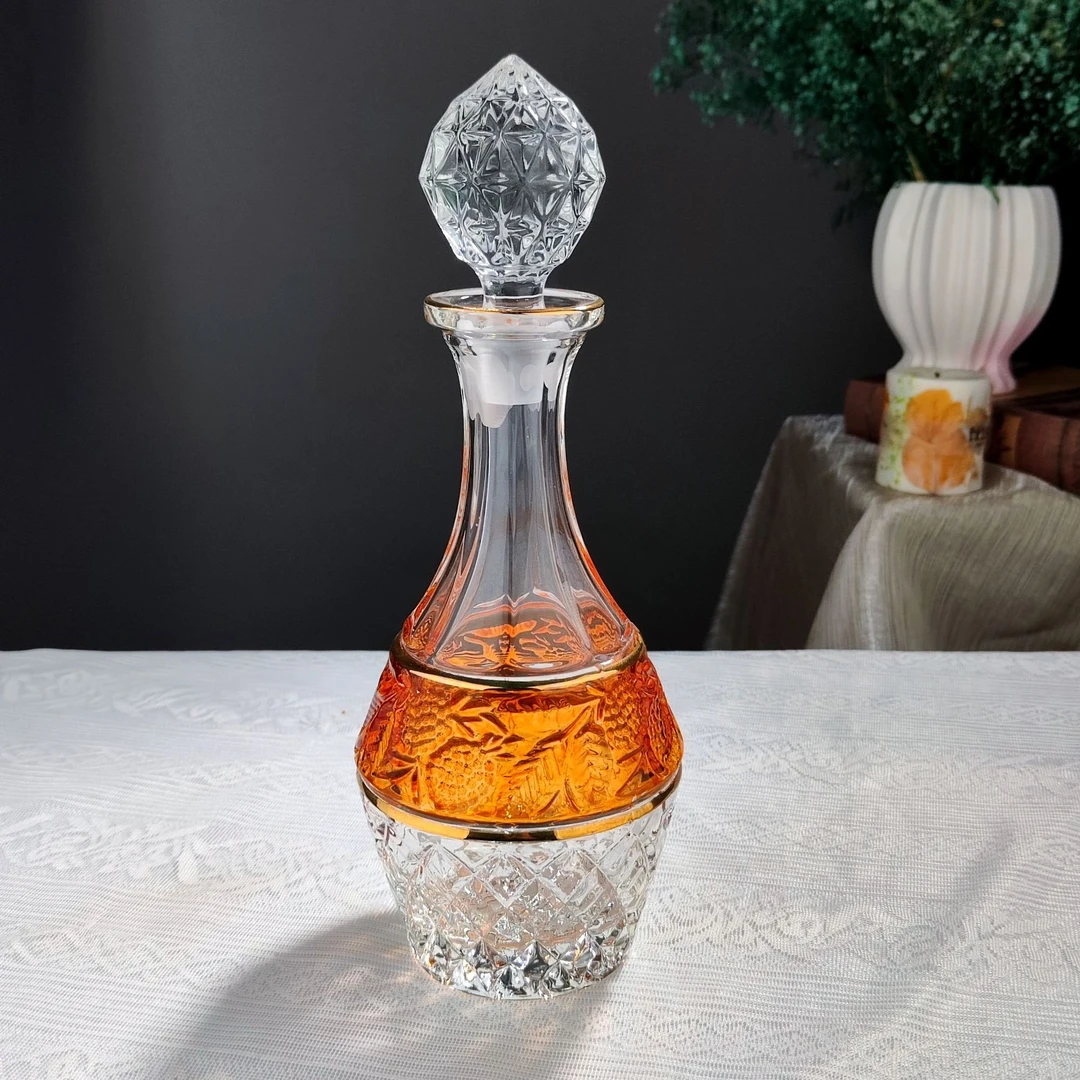 【金像】1#酒瓶 金加琥珀 复古家用创意无铅欧式酒具