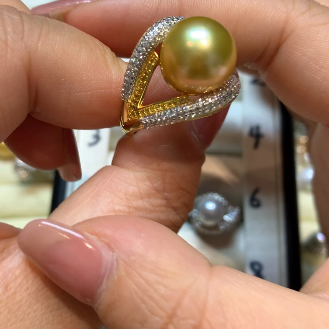 海水珍珠戒指银S925镶嵌