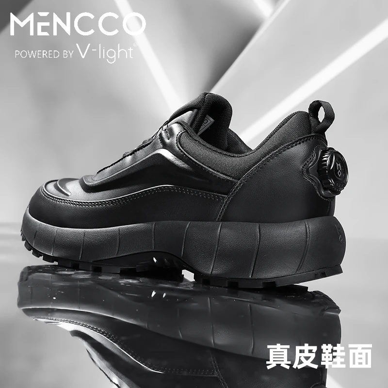曼克 四季免系带男鞋真皮舒适防滑耐磨轻便高弹休闲运动鞋0925