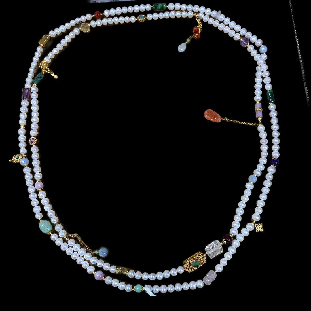 V7041珍珠斜挎链孤品