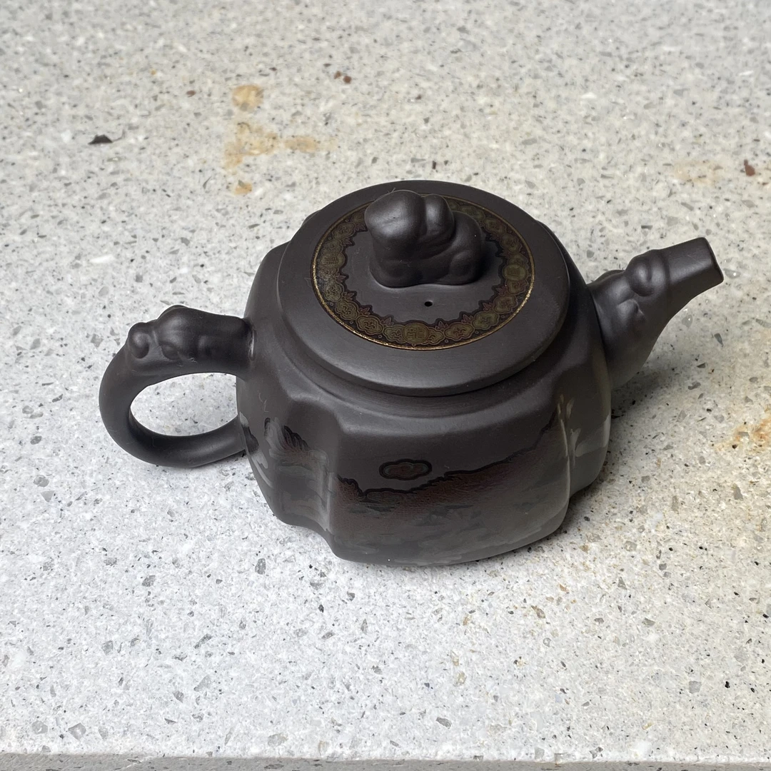 【闪购商品】紫泥变色四方龙尊凤鸣壶