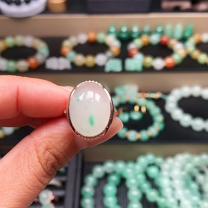 石英质玉银S925镶嵌戒指