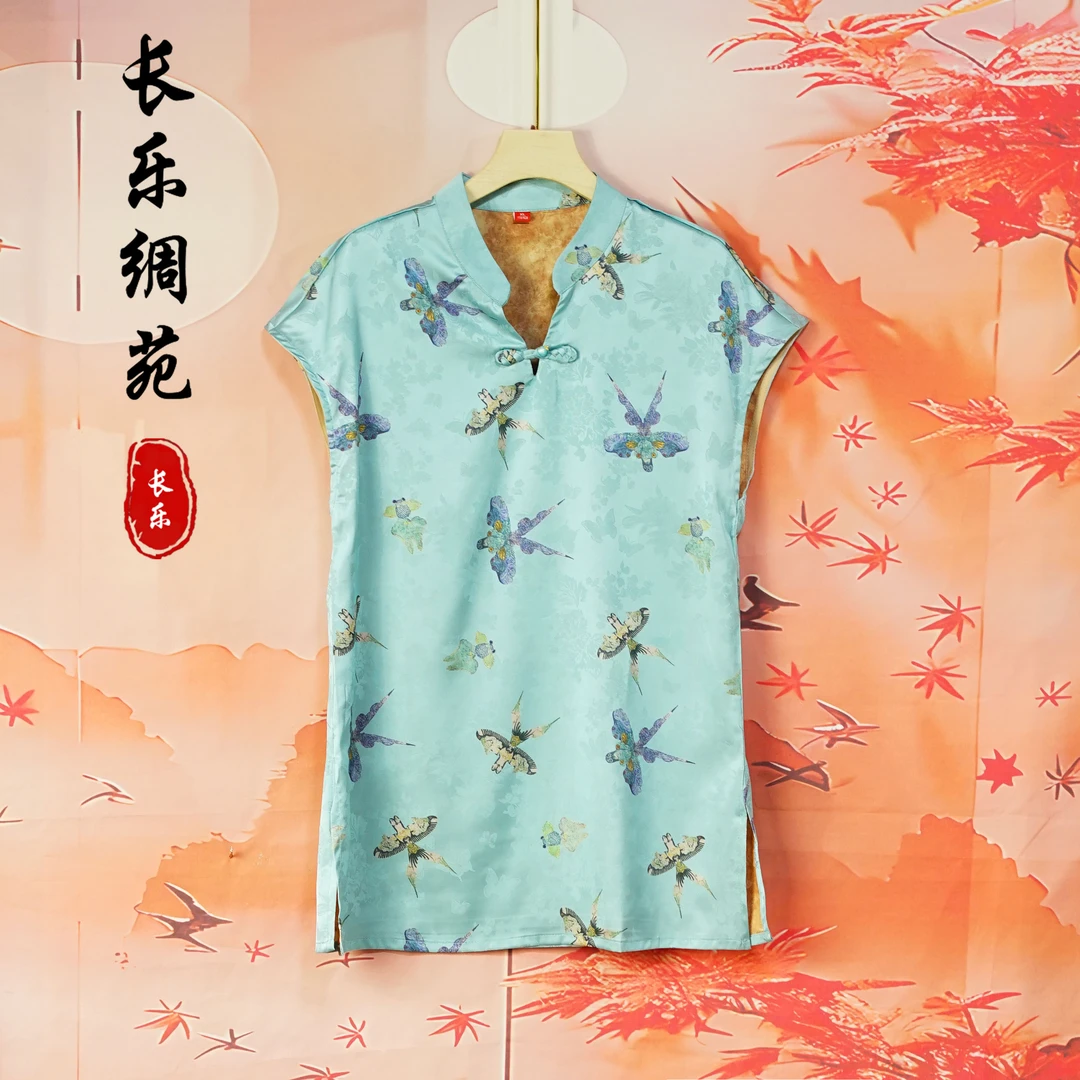B【长乐绸苑】春夏新款双面双穿新中式时尚气质小衫（C266）