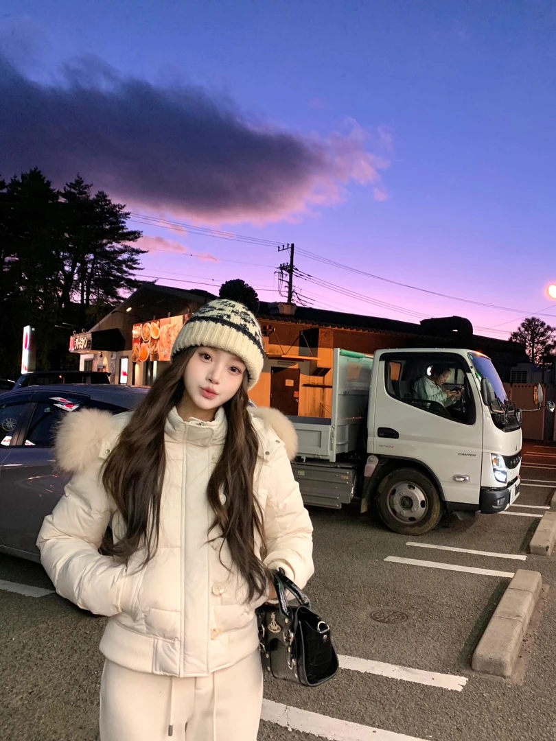 白色羽绒服女2025冬季新款小个子韩系宽松棉衣内里加绒大毛领棉服