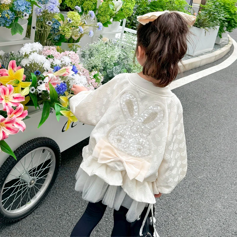 女童春装2025新款洋气儿童小香风网红公主上衣小女孩网纱拼接外套