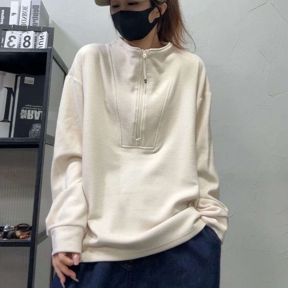 8326厚款德绒新款宽松休闲百搭拉链上衣