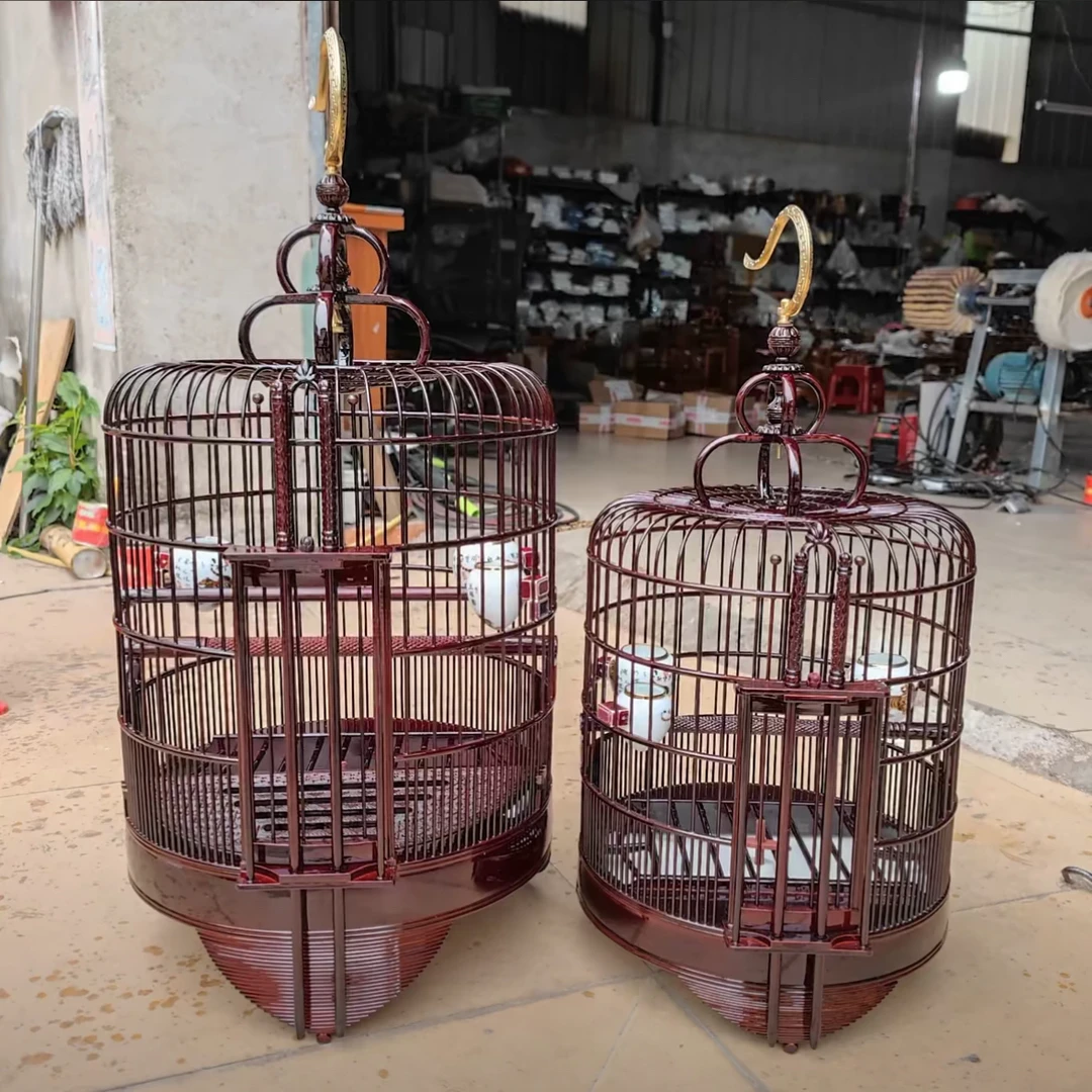 新款精品高档酒红色广式画眉圆形鸟笼鸟笼子全套广西底顺丰包邮