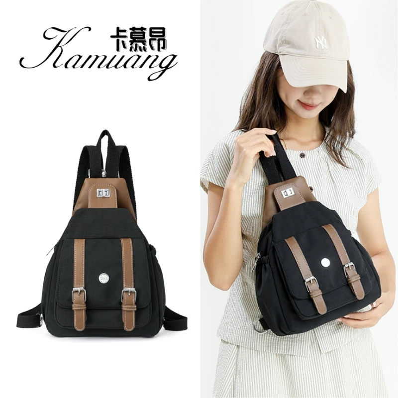2025多功能百搭两用多口袋款双肩包女双肩包拉链都市简约韩版布包