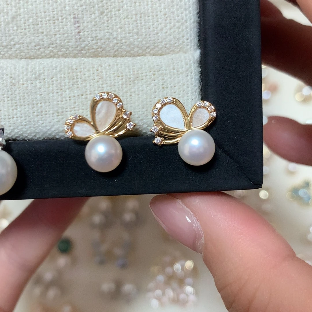 淡水珍珠耳饰合金