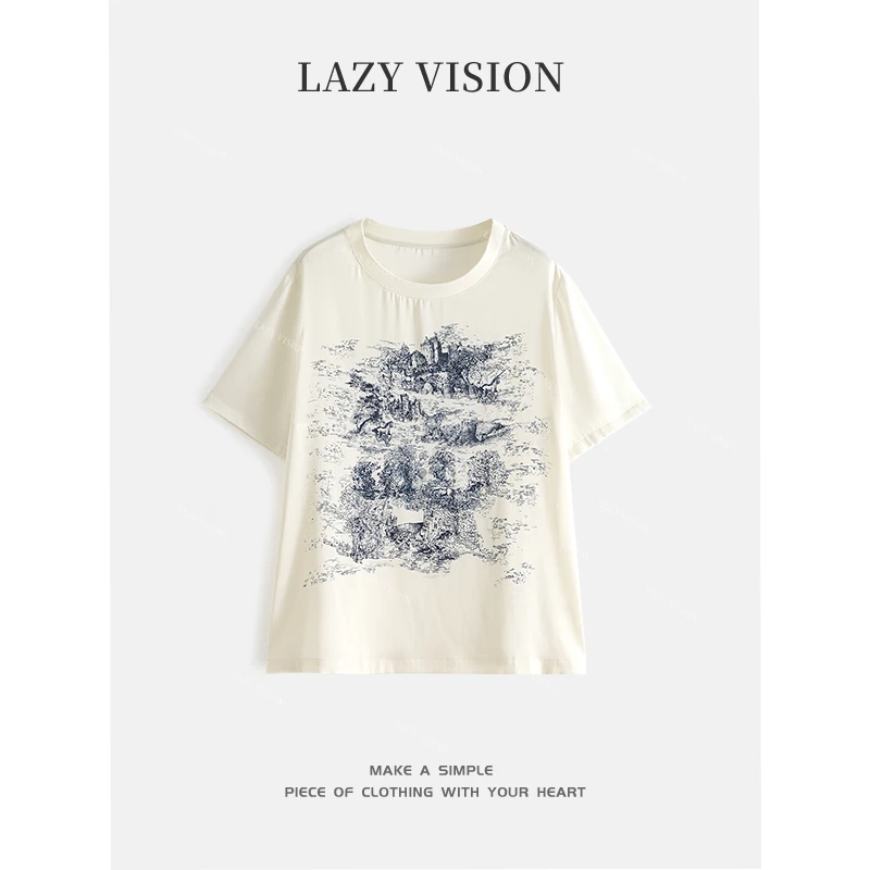 LAZYVISION桑蚕丝短袖女士T恤ZMD-31055小小