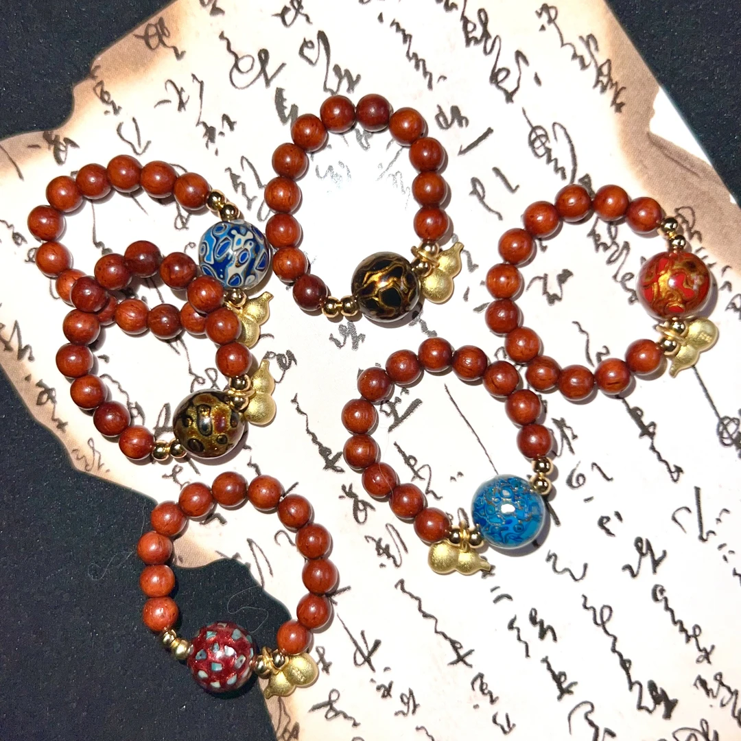 【顺源】降真香红降04圆珠福禄戒指（多样性发其一）