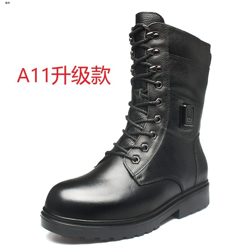 冬季加热鞋男户外充电发热鞋真皮电热鞋