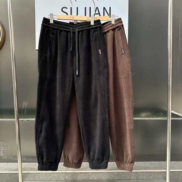 男士加绒加厚束脚卫裤