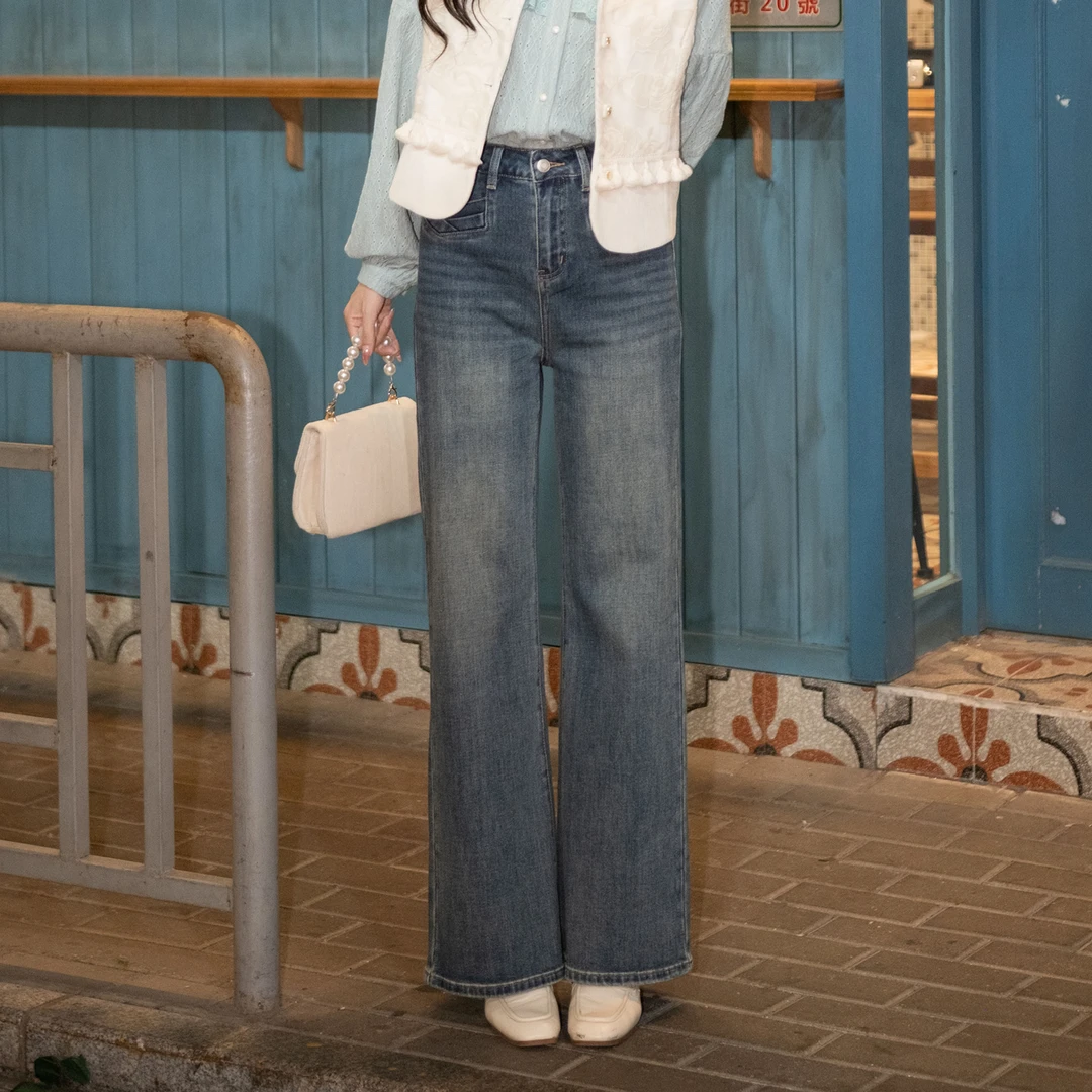 LIJIUJIU【海风来信】复古风气质百搭显瘦直筒休闲牛仔裤JJ2509166