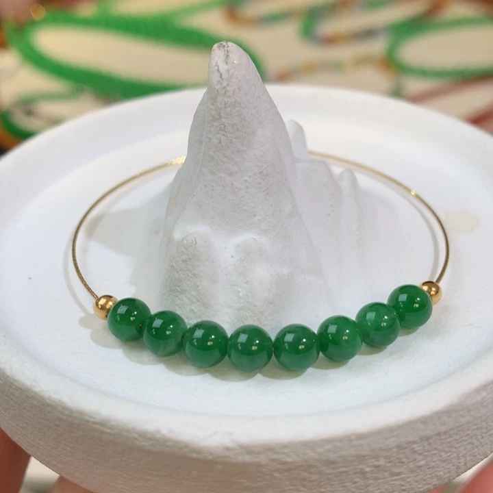 翡翠散珠冰胶浓阳绿 8颗 5mm