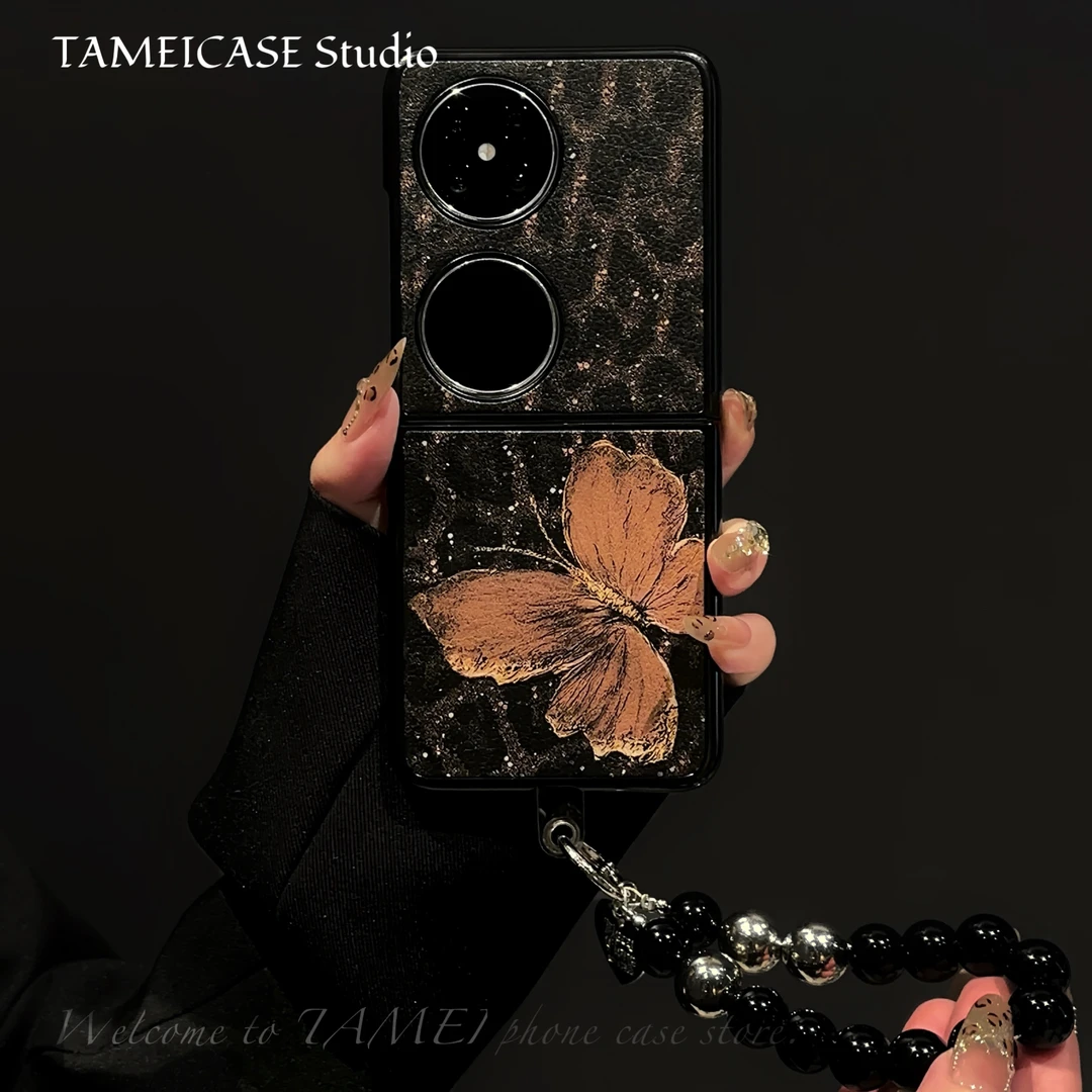 适用于华为pocket2手机壳羊皮折叠屏FINDN3FLIP蝴蝶华2024高级感