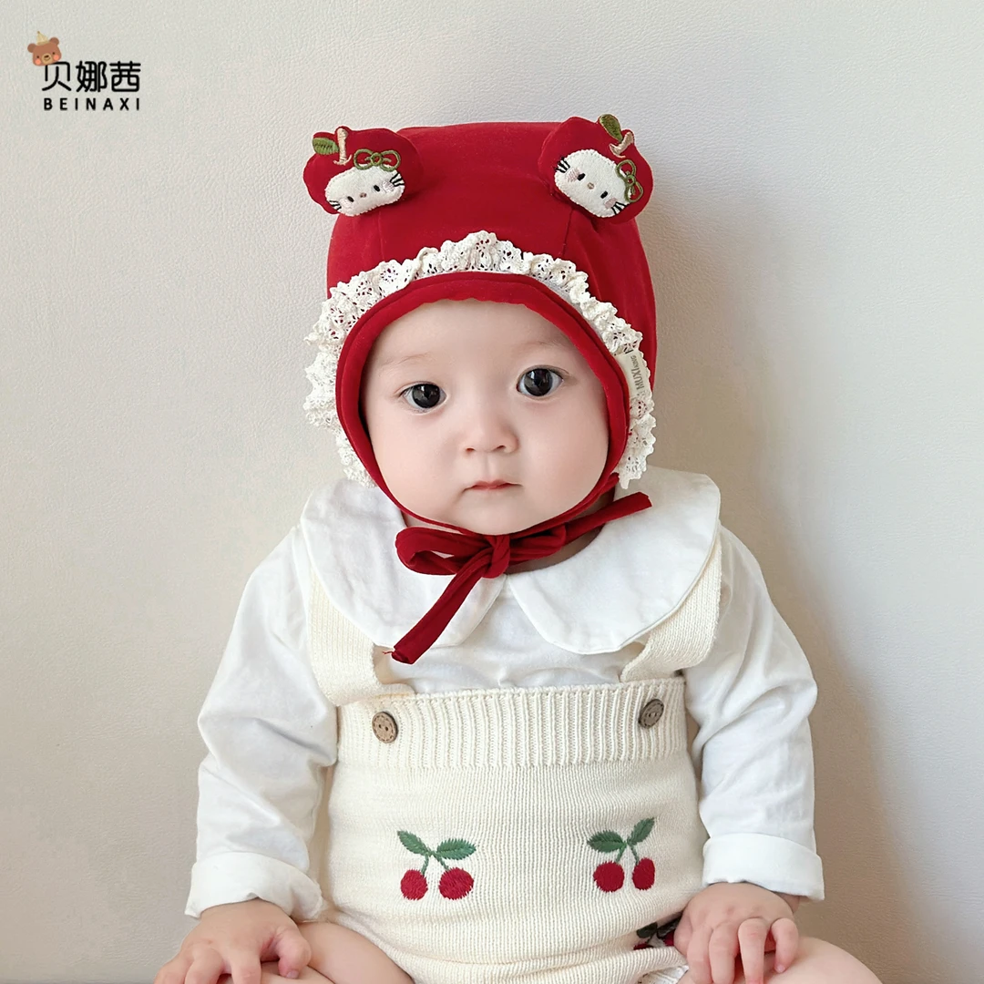 Beinaqian/贝娜茜婴儿帽子春秋季宝宝女洋气护耳帽婴幼儿冬季胎帽