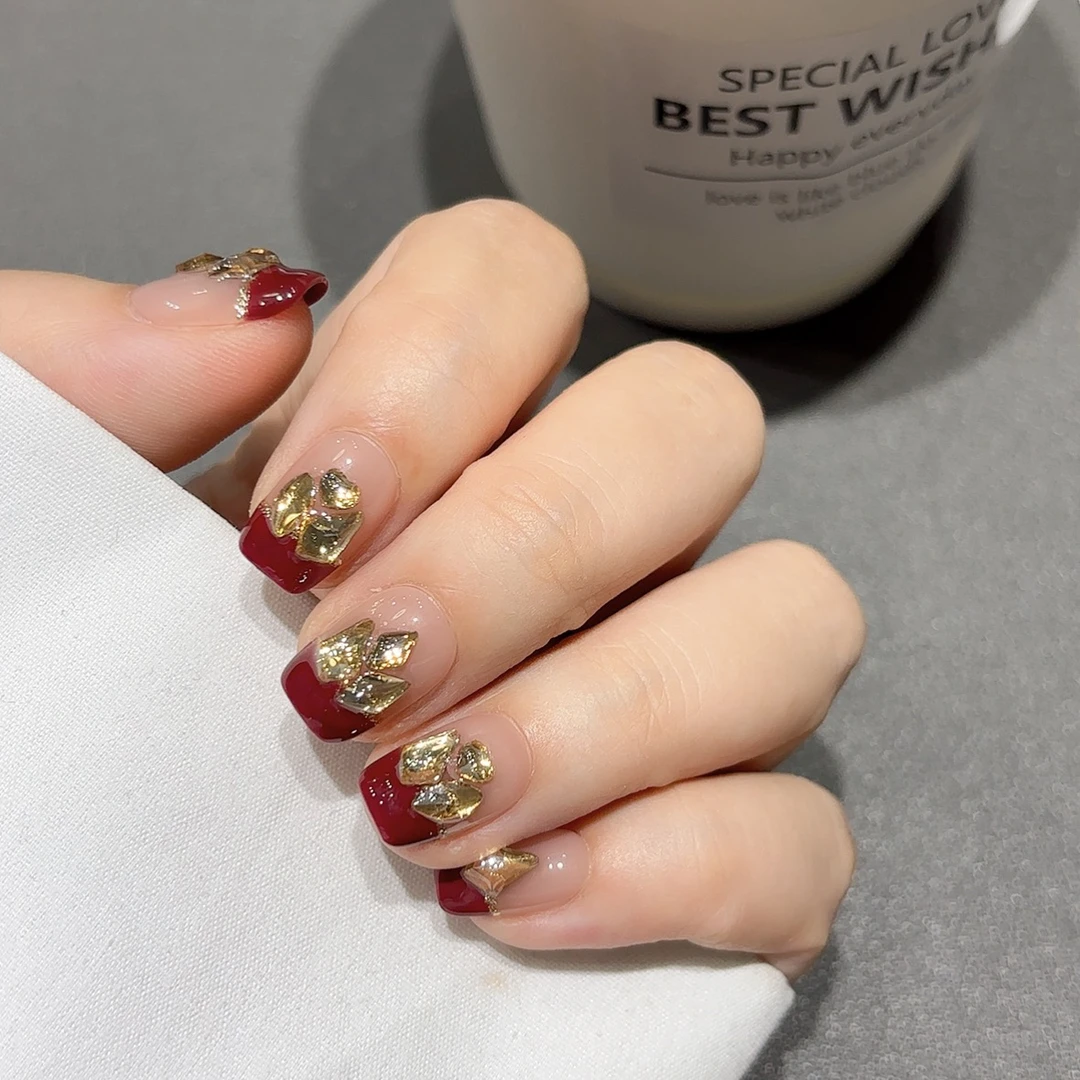 【海岛热恋】秋冬法式爆闪镶钻显白纯手工穿戴甲