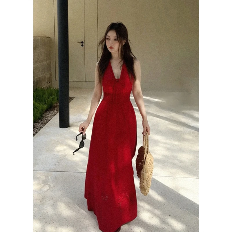 Lulusmiracle【风情万种】夏季新款法式气质长款连衣裙