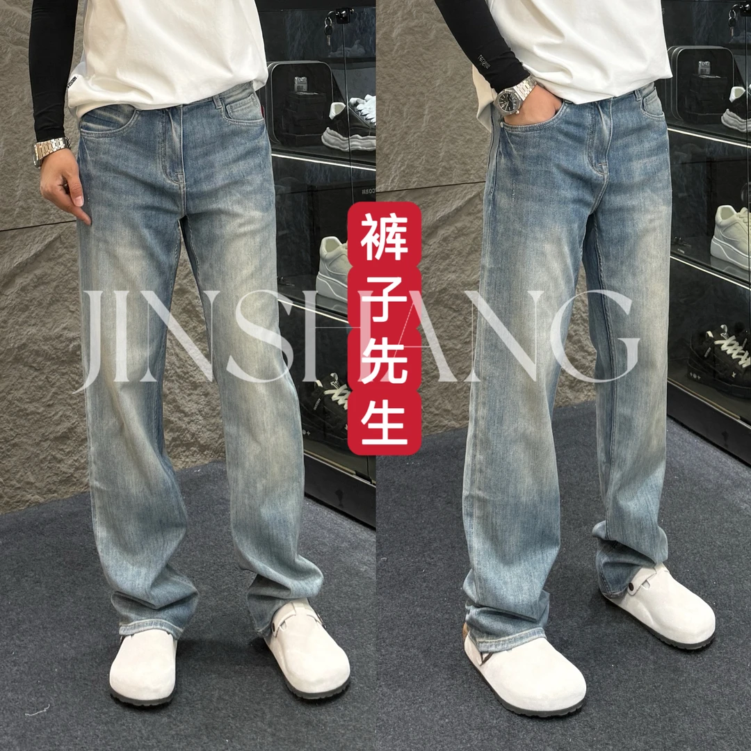 JINSHANG 25夏款 裤子先生 男士休闲百搭舒适浅蓝直筒牛仔裤 1208