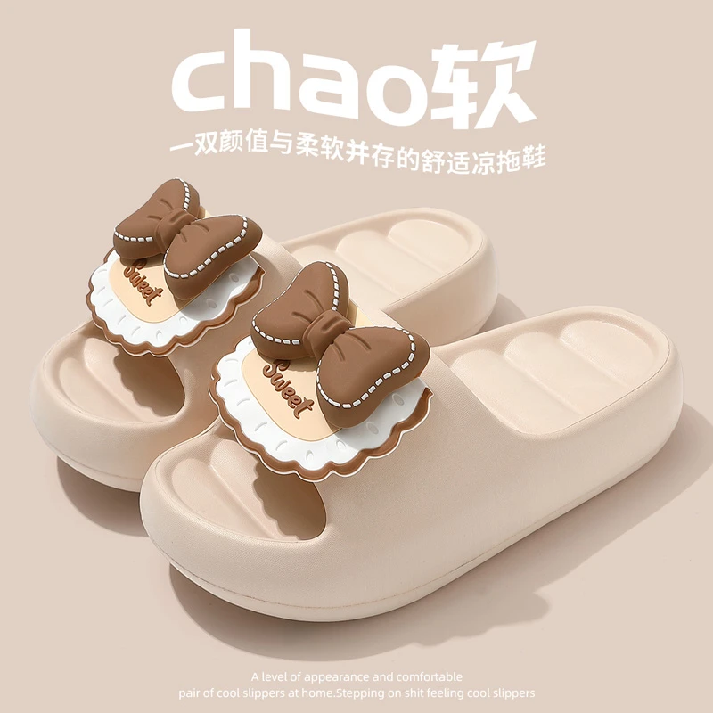 猫力蝴蝶结厚底拖鞋女款夏季2025新款居家室内防滑洗澡踩屎感凉拖
