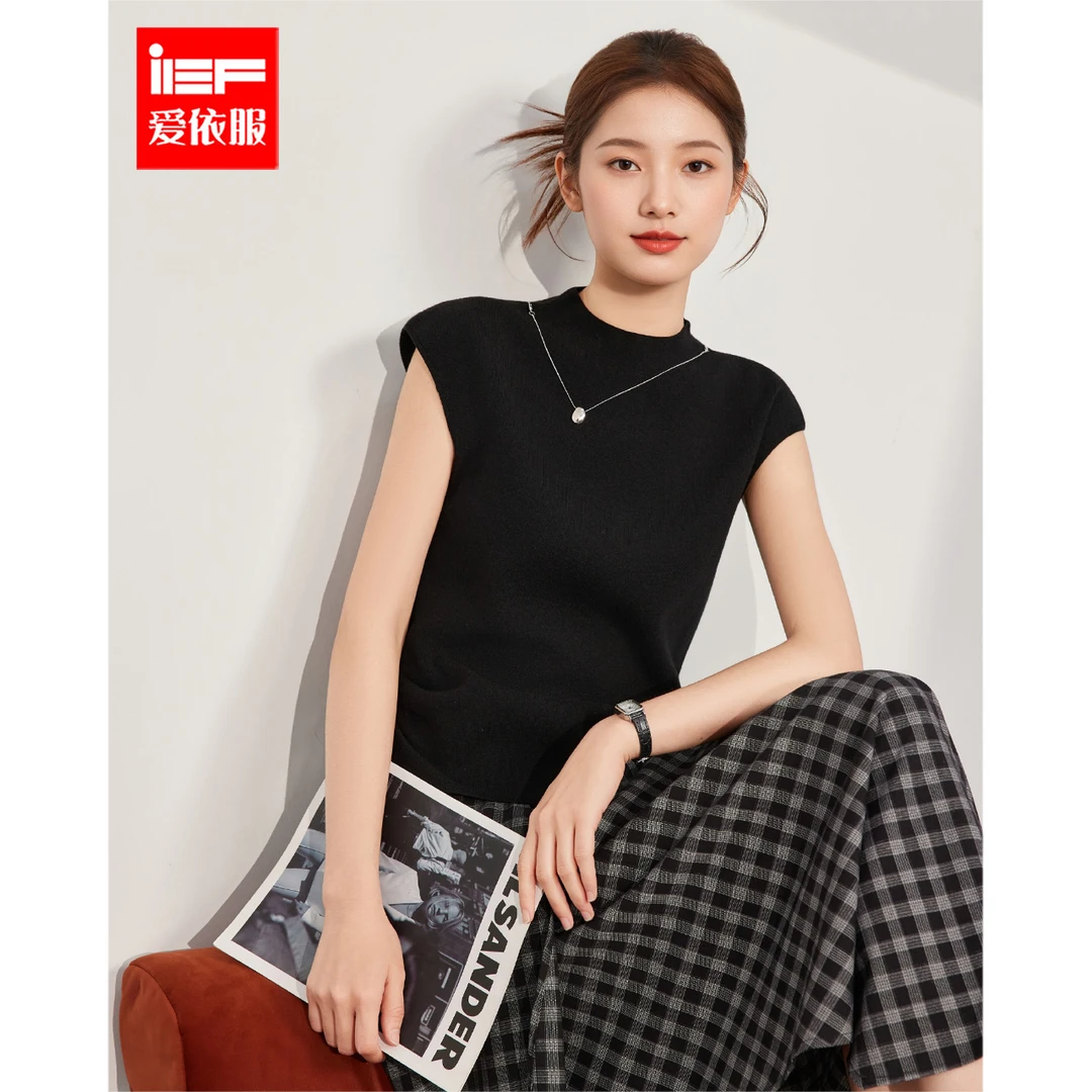IEF/爱依服2025秋季新款韩版简约纯色通勤气质修身百搭毛织上衣