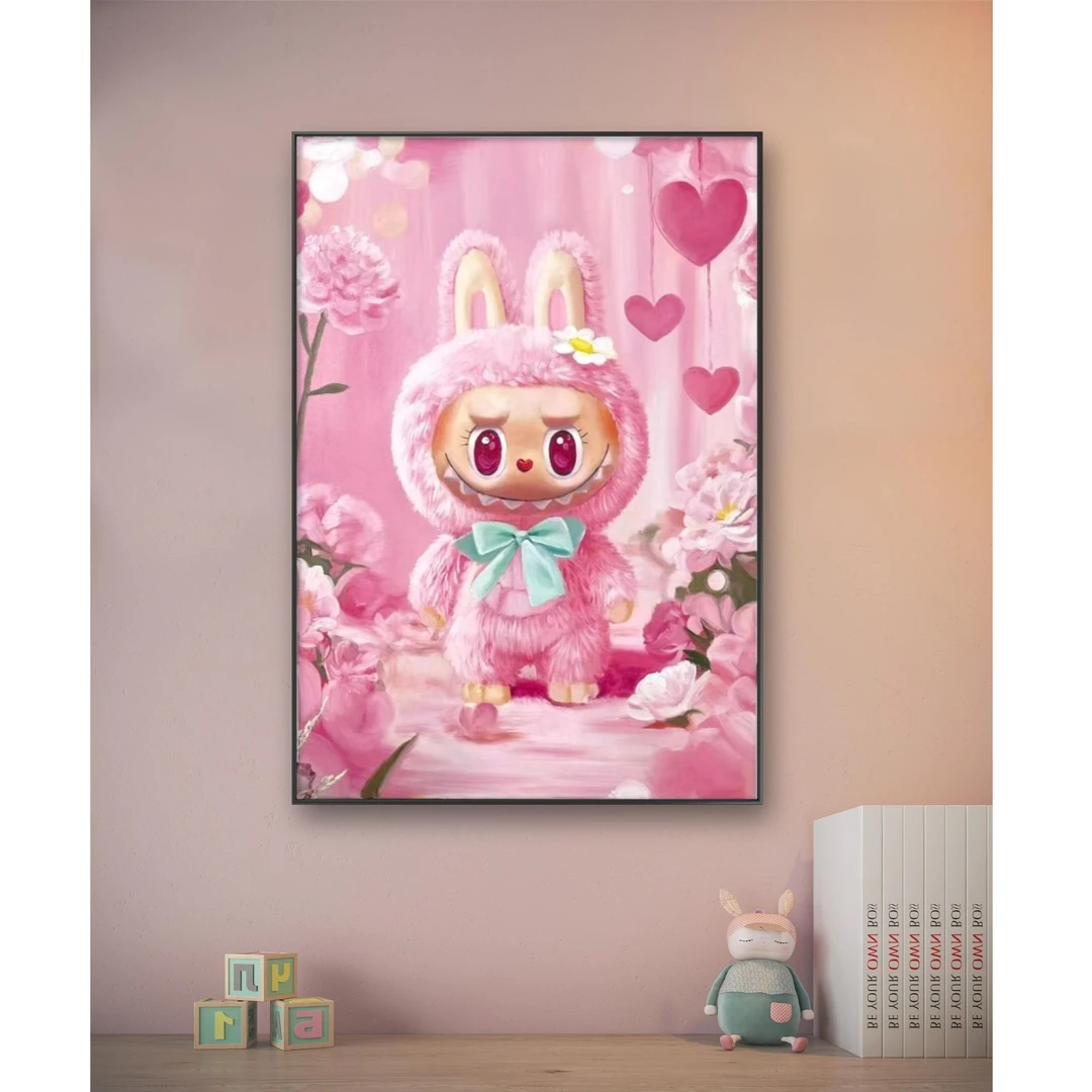 纯手绘油画【甜心布布】卡通风沙发背景墙装饰画客厅挂画