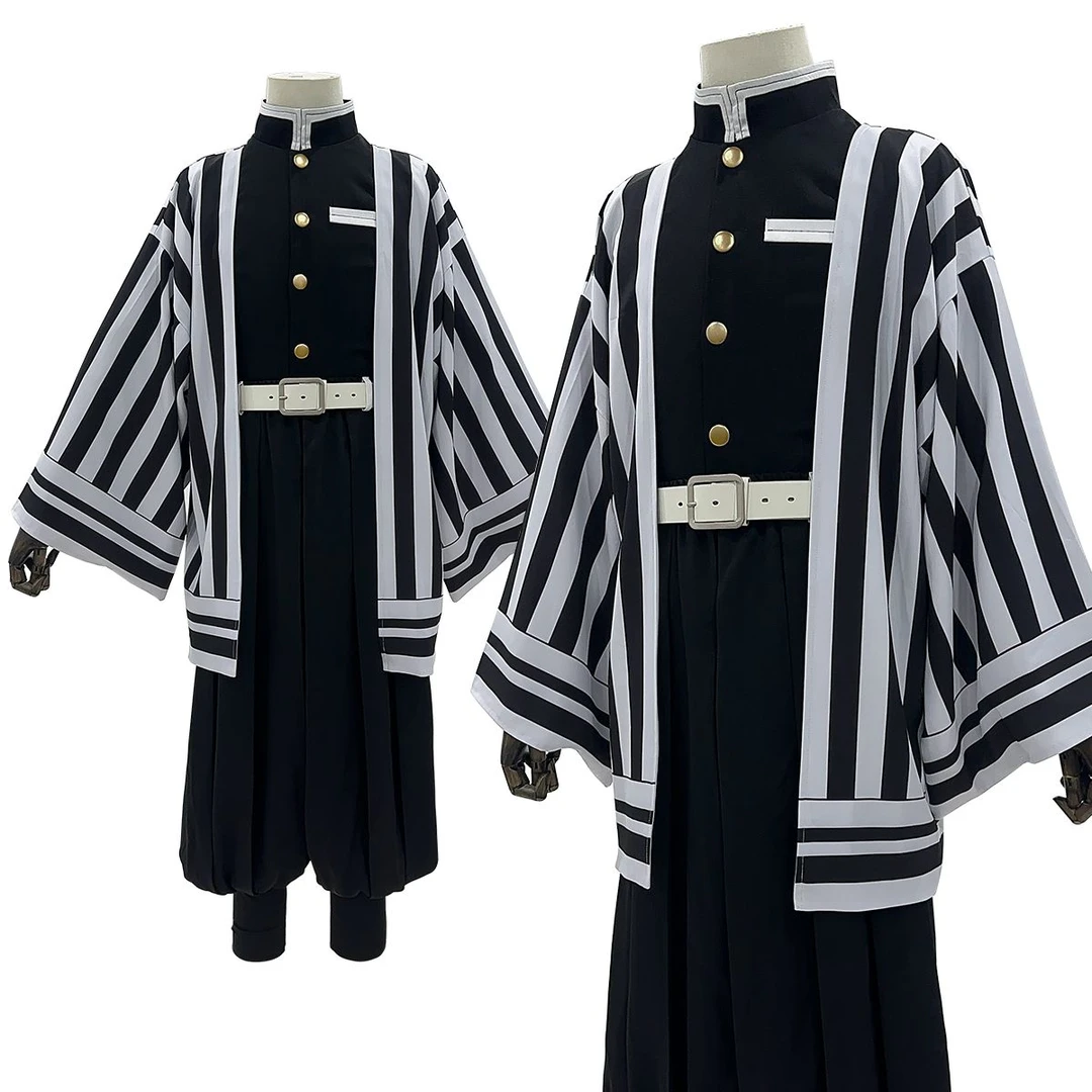 鬼灭之刃cos服黑白条小芭内套装杀队队服cosplay服装二次元动漫服